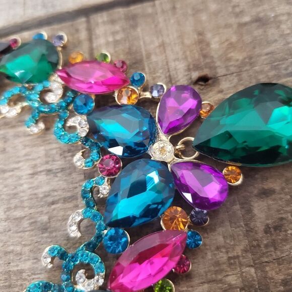 DRAMATIC STATEMENT NECKLACE & EARRINGS SET Costume Jewelry Prom Formal - Picture 11 of 12